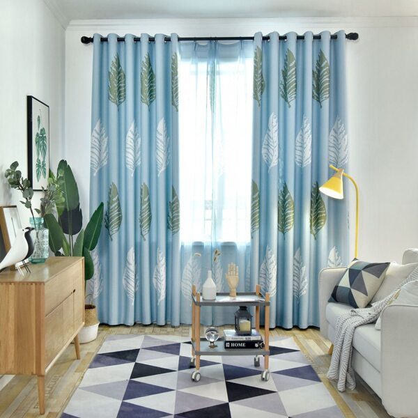 

Leaf Print Single Panel Curtain, Multicolor