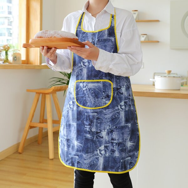

Denim Pattern Water Proof Apron, Blue