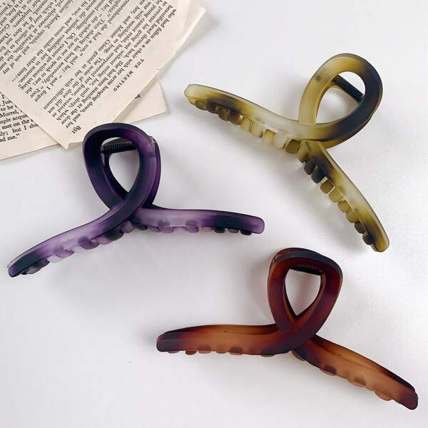 

3pcs Simple Hair Claw, Multicolor