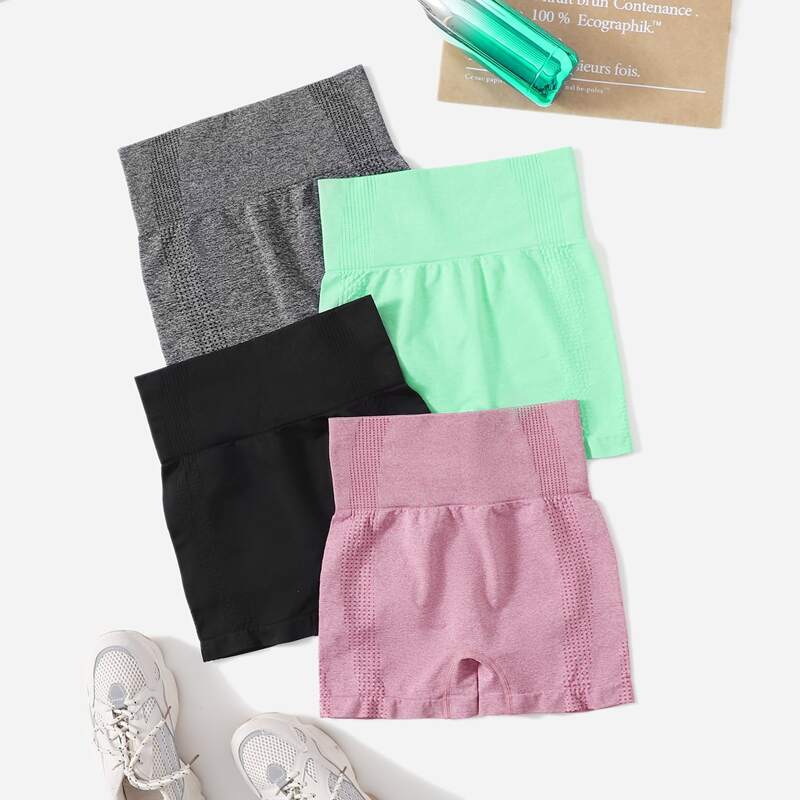 

4pcs Seamless High Stretch Sports Shorts, Multicolor