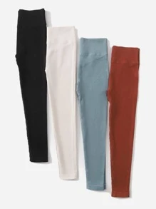 4 Pack Solid Seamless High Elastic Sports Leggings - Multicolor - View 2