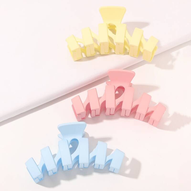 

3pcs Solid Hair Claw, Multicolor