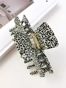 Graphic Hair Claw Street Tiaras Leopard Print Claw Clips Hair Clips Hair Jaw Clip Hair Clamps Hair Clutch Hair Catcher Clip - Black and White - View 3