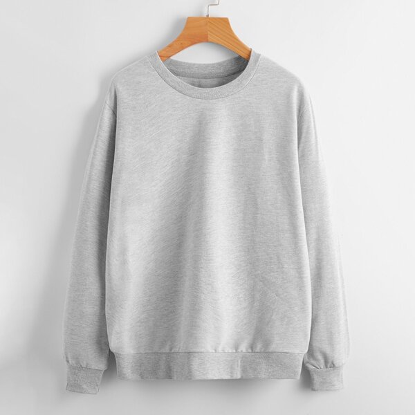 

Solid Crew Neck Sweatshirt, Light grey