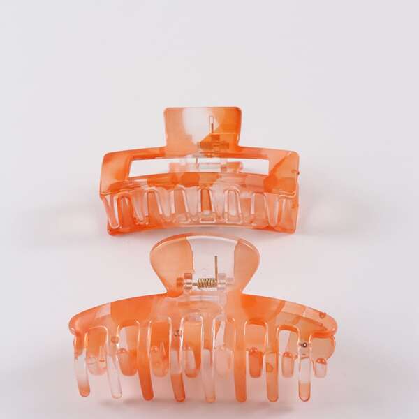 2pcs Simple Hair Claw, Burnt orange