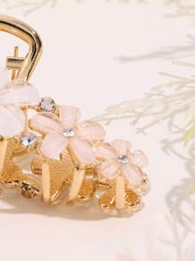 Rhinestone Hoa trang trí tóc Claw - trắng - Xem 2