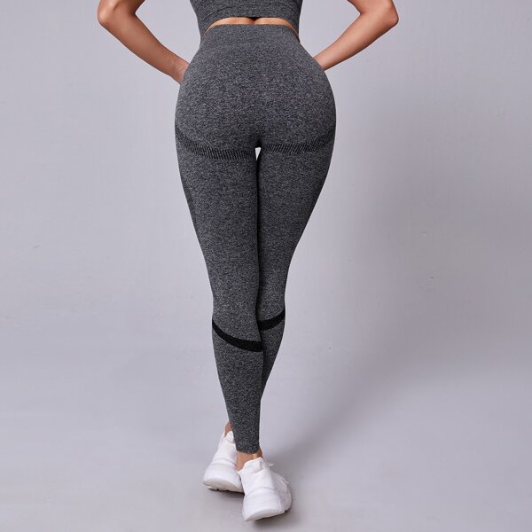 

Color-block Marled Sports Leggings, Grey