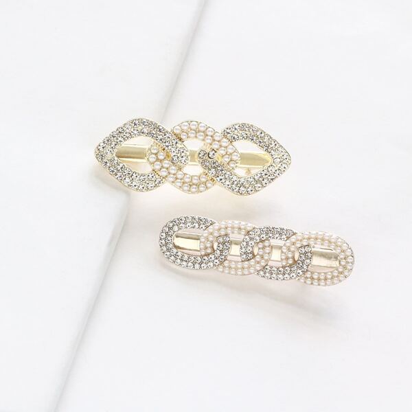 

2pcs Faux Pearl Decor Hair Clip, Gold