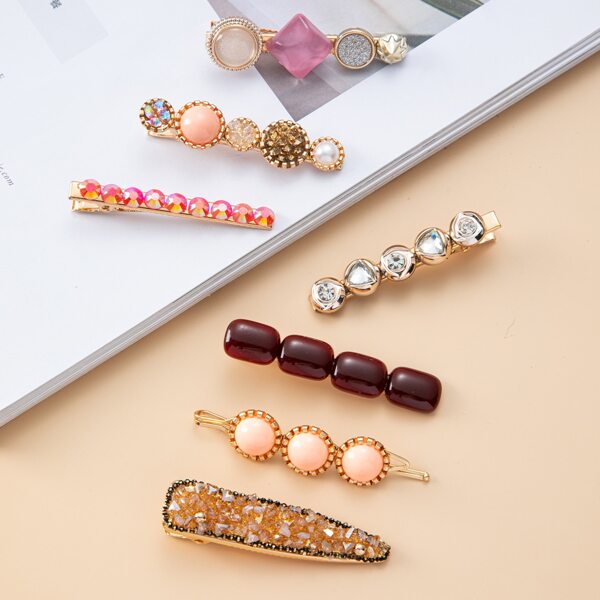

7pcs Rhinestone Decor Hair Clip, Multicolor
