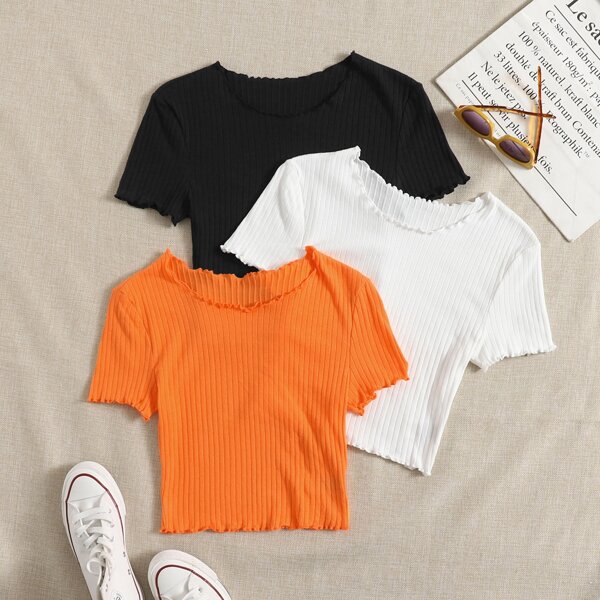 

3 Pack Lettuce Trim Tee, Multicolor
