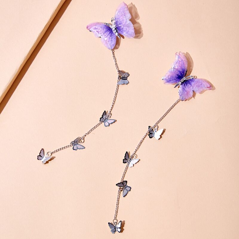 

2pcs Butterfly Decor Hair Clip, Purple