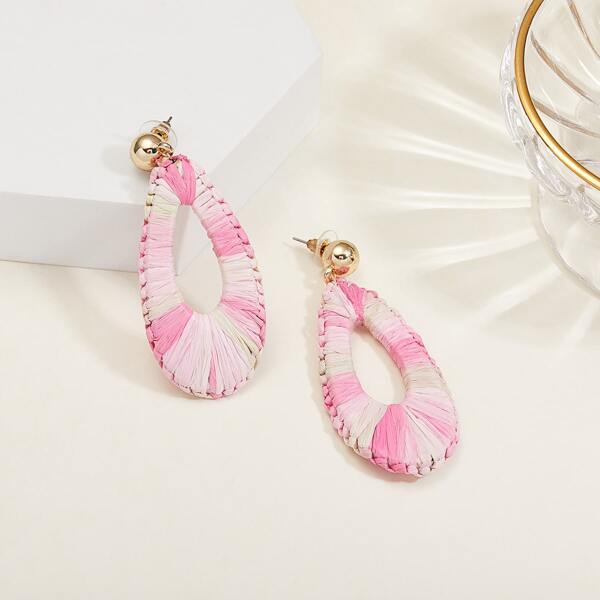 

Ombre Water-drop Earrings, Pink
