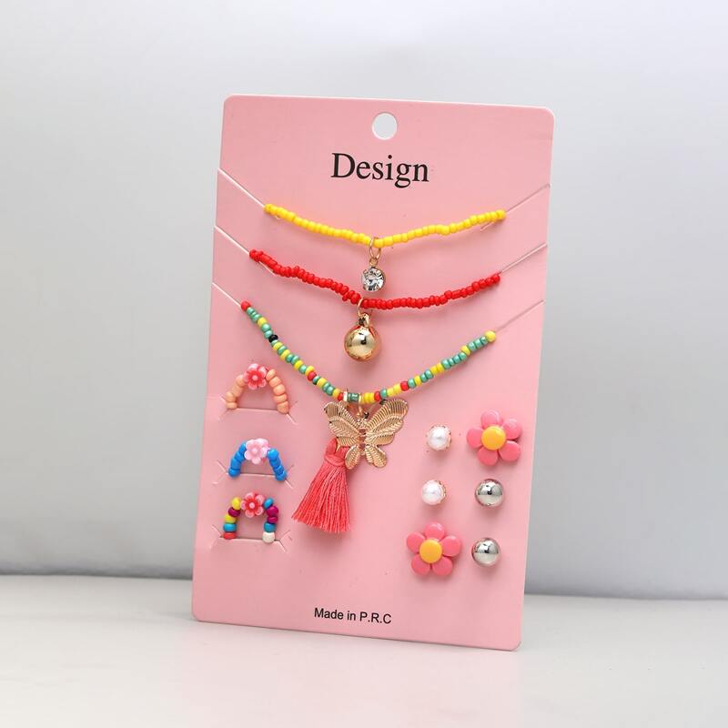 

12pcs Beaded Decor Jewelry Set, Multicolor