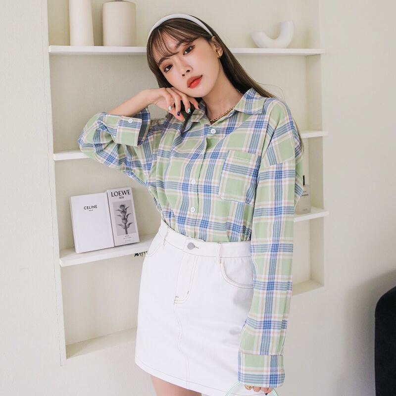 

Plaid Pocket Front Blouse, Multicolor