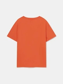 Laserblazt Camiseta amplia con estampado de dibujos animados - Naranja - Ver 2