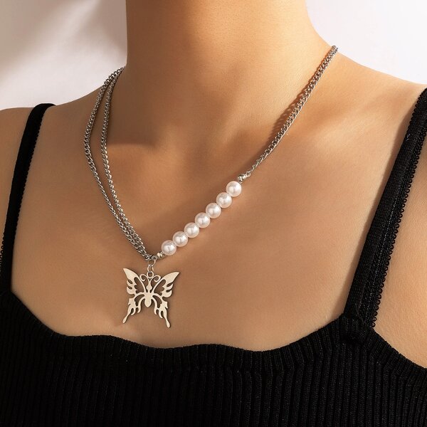 

Butterfly Pendant Necklace, Silver