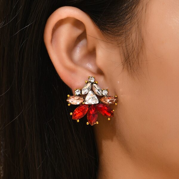 

Rhinestone Decor Earrings, Red
