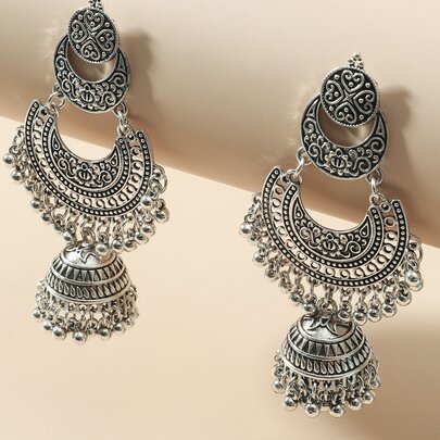 Round Ball Tassel Jhumka Drop Earrings