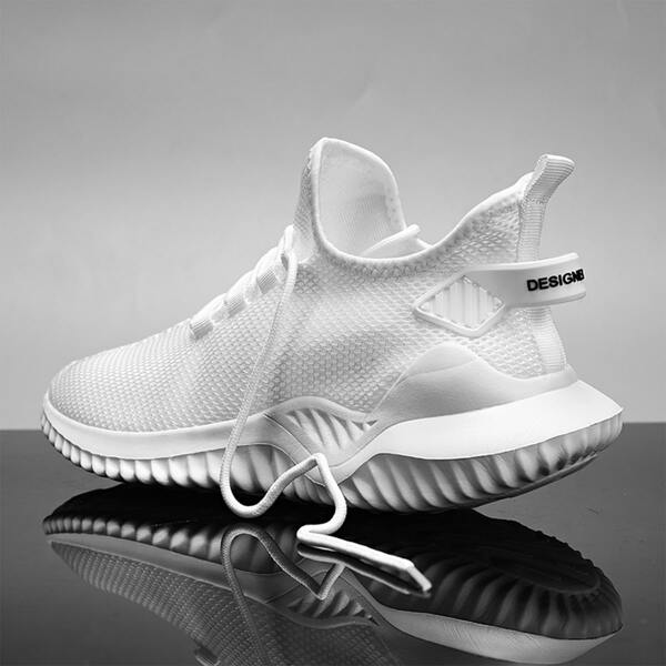 

Men Lace Up Decor Breathable Sneakers, White
