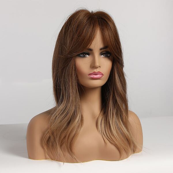 

Natural Curly Wig With Bangs, Brown