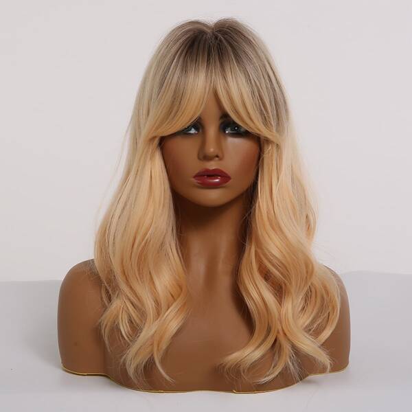

Natural Curly Wig With Bangs, Gold
