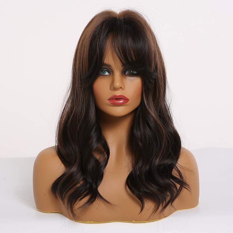 

Natural Curly Wig With Bangs, Multicolor