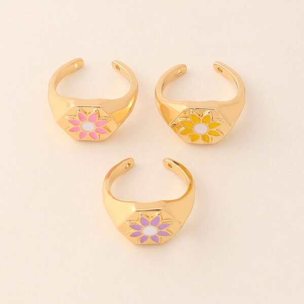 

3pcs Girls Cuff Ring, Multicolor
