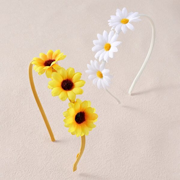 

2pcs Toddler Girls Flower Decor Headband, Multicolor