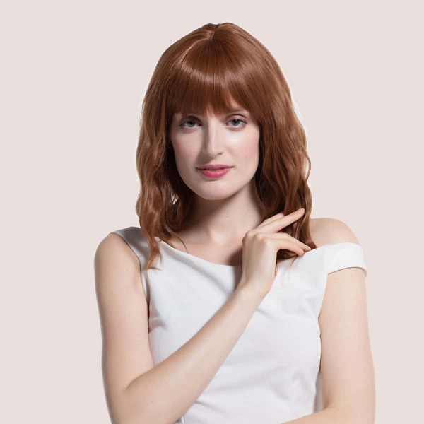 

Natural Curly Wig With Bangs, Brown
