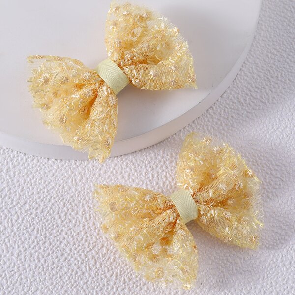 

2pcs Toddler Girls Bow Knot Hair Clip, Gold