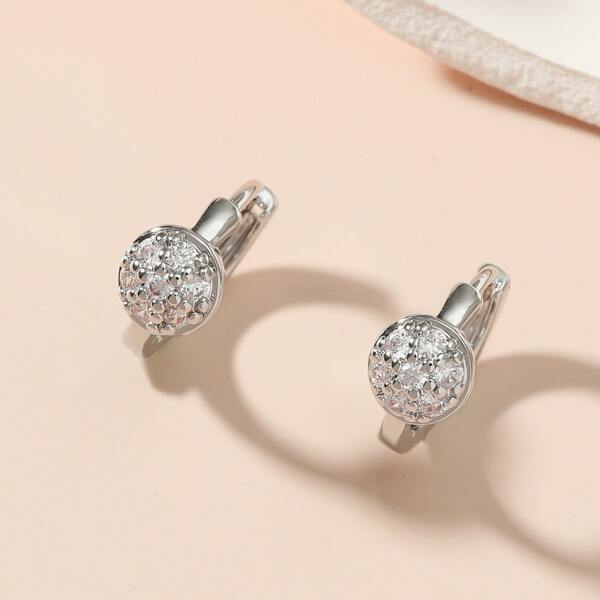 

Zircon Decor Earrings, Silver