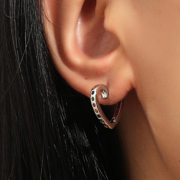 

Heart Design Earrings, Silver