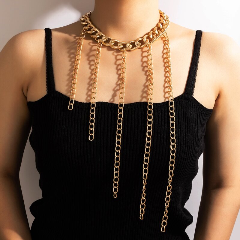

Fringe Decor Chain Necklace, Gold