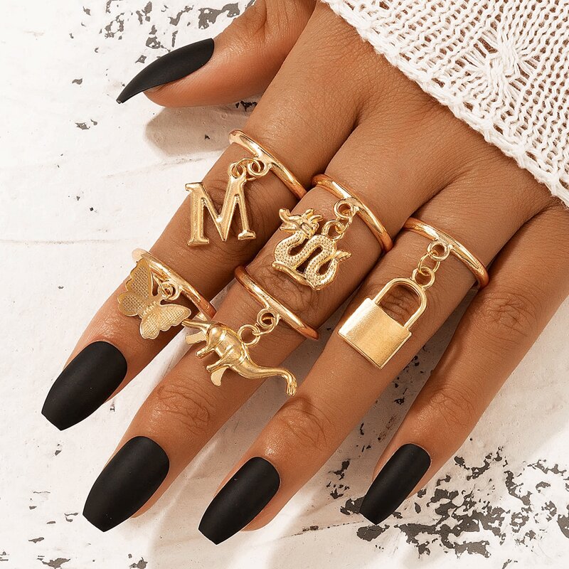 

5pcs Lock Decor Ring, Gold