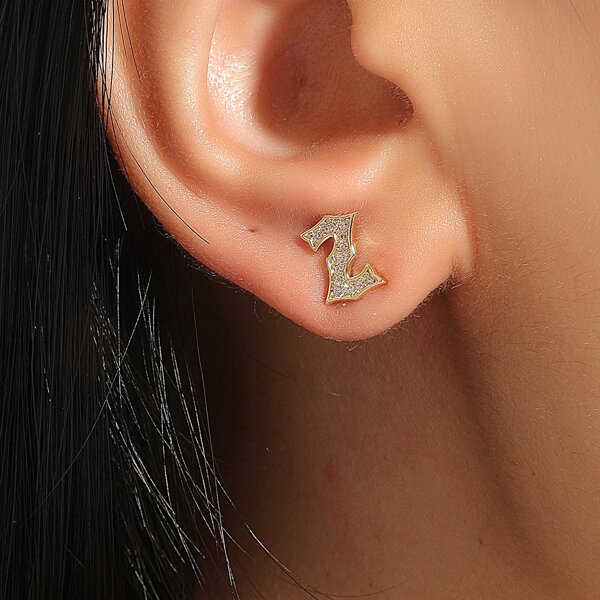 

Rhinestone Letter Earrings, Gold