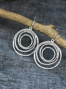 TopHanqi 1 par de pendientes colgantes circulares en capas de Color plateado Vintage para mujer