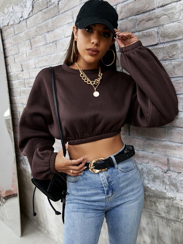 Elastic crop sweatshirt Clearance