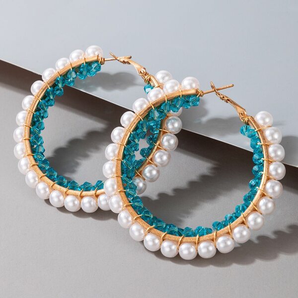 

Faux Pearl Decor Hoop Earrings, Multicolor