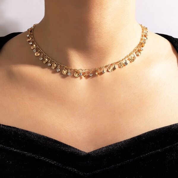 

Rhinestone Pendant Necklace, Gold