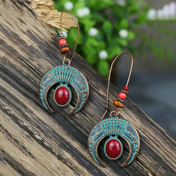

Moon Design Drop Earrings, Multicolor