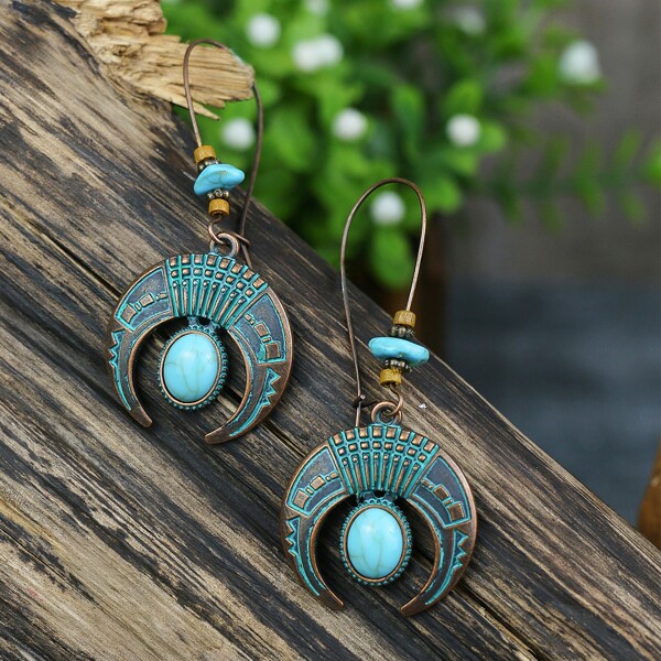 

Moon Design Drop Earrings, Multicolor