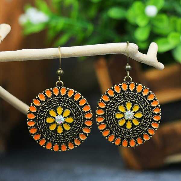 

Round Alloy Drop Earrings, Multicolor