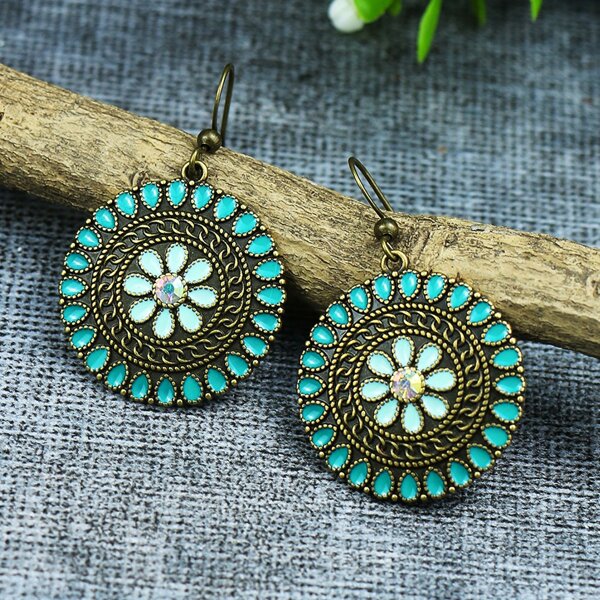 

Round Alloy Drop Earrings, Multicolor