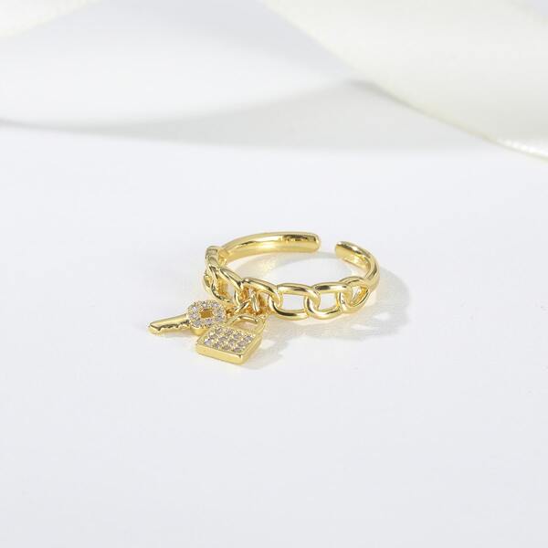 

18K Gold Plated Key Charm Ring
