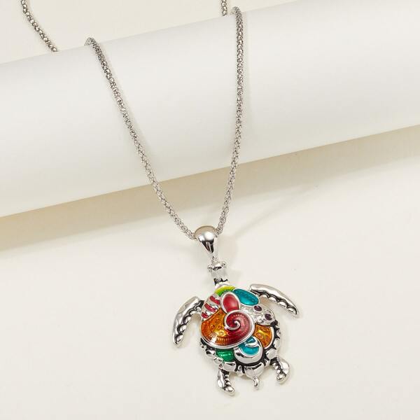 

Tortoise Charm Necklace, Multicolor