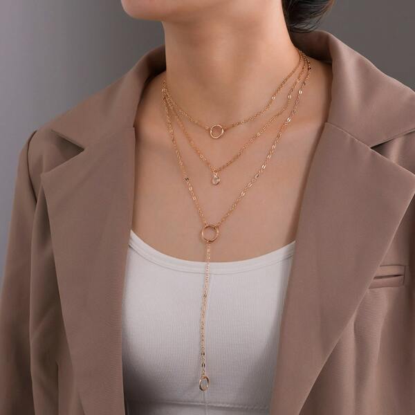 

Circle Decor Layered Necklace, Gold