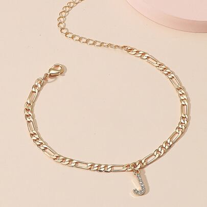 Rhinestone Letter Charm Bracelet