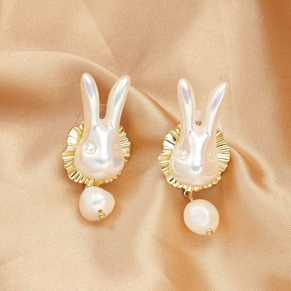

Faux Pearl Drop Earrings, White