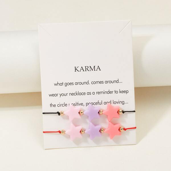 

2pcs Star Decor Bracelet, Multicolor