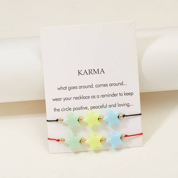 

2pcs Star Decor Bracelet, Multicolor